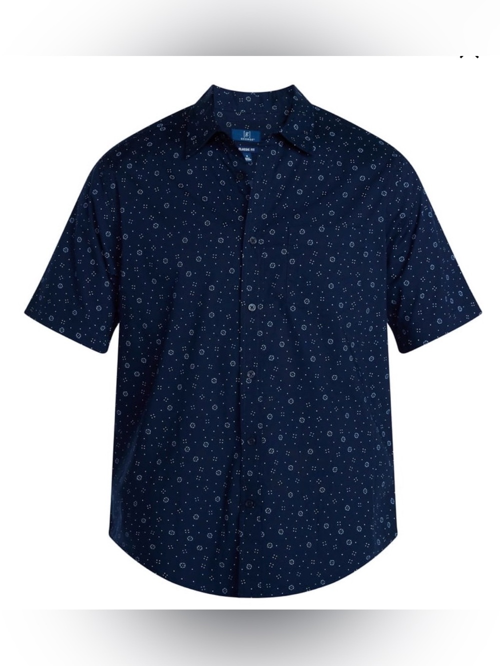 NEW George Men’s Modern Fit Navy Short Sleeve Button-Up Shirt XL